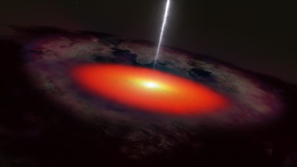 Artist’s concept of the central region of a blazar.