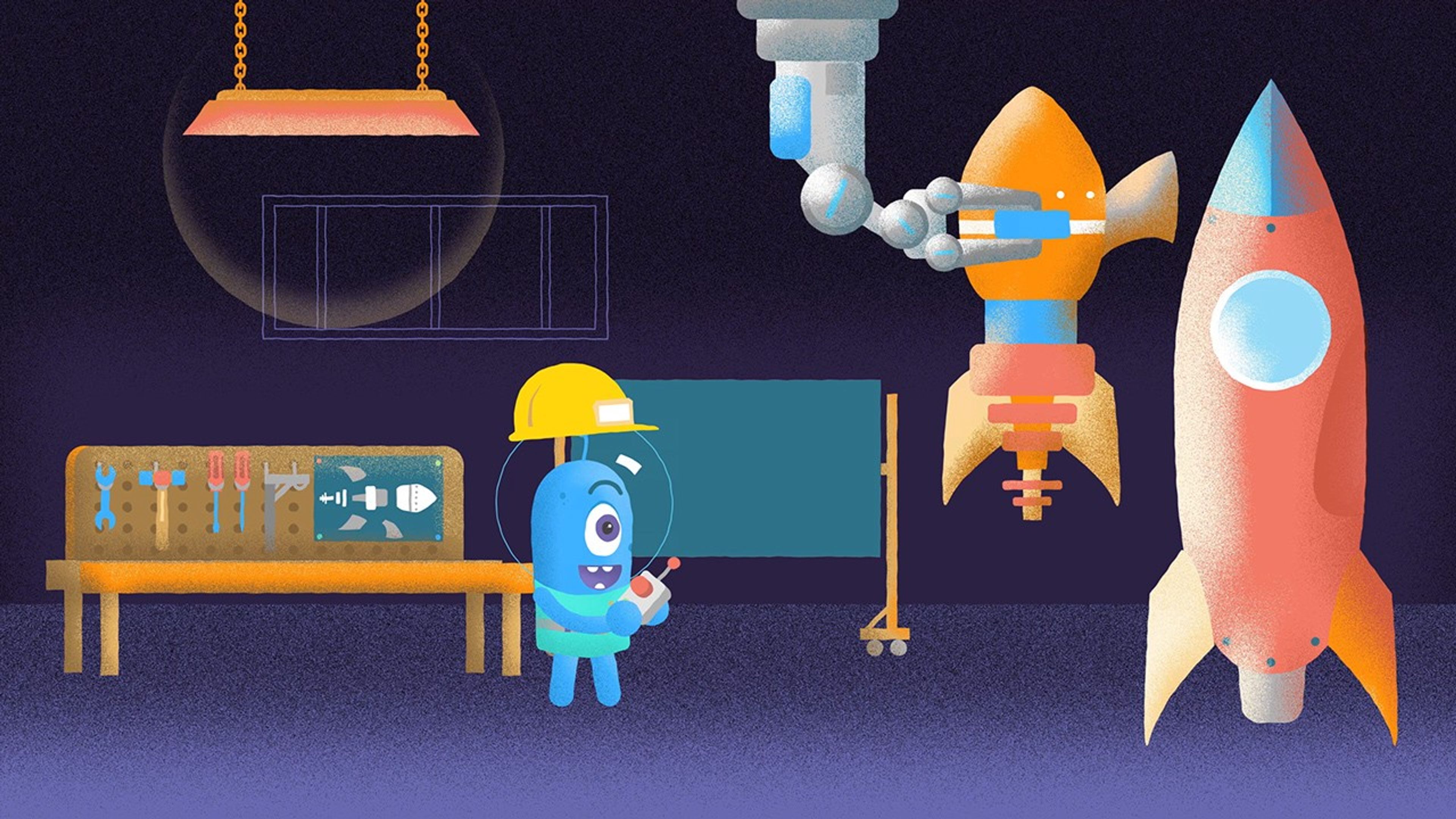 Thumbnail image for NASA’s Guide to Near-Light-Speed Travel video showing our Traveler attaching a booster rocket to their spaceship.