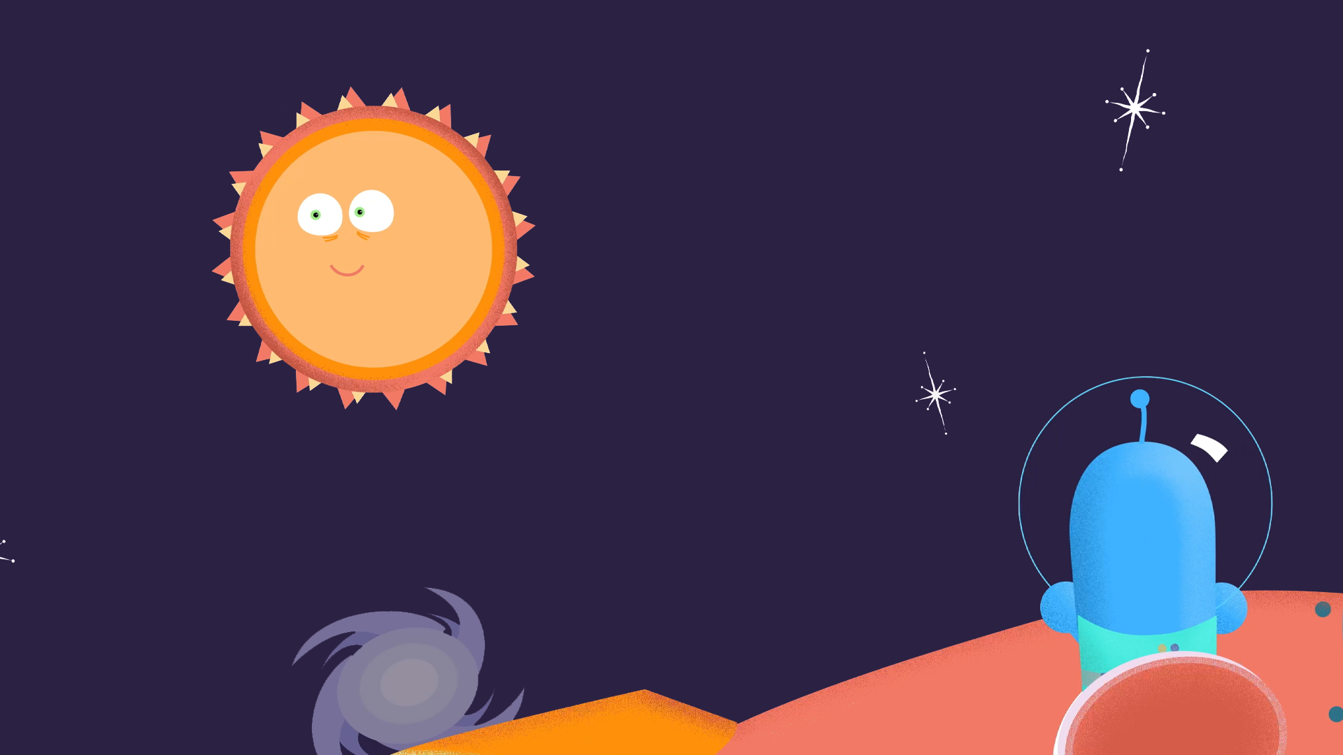 Desktop wallpaper image featuring NASA’s Traveler watching a large star.