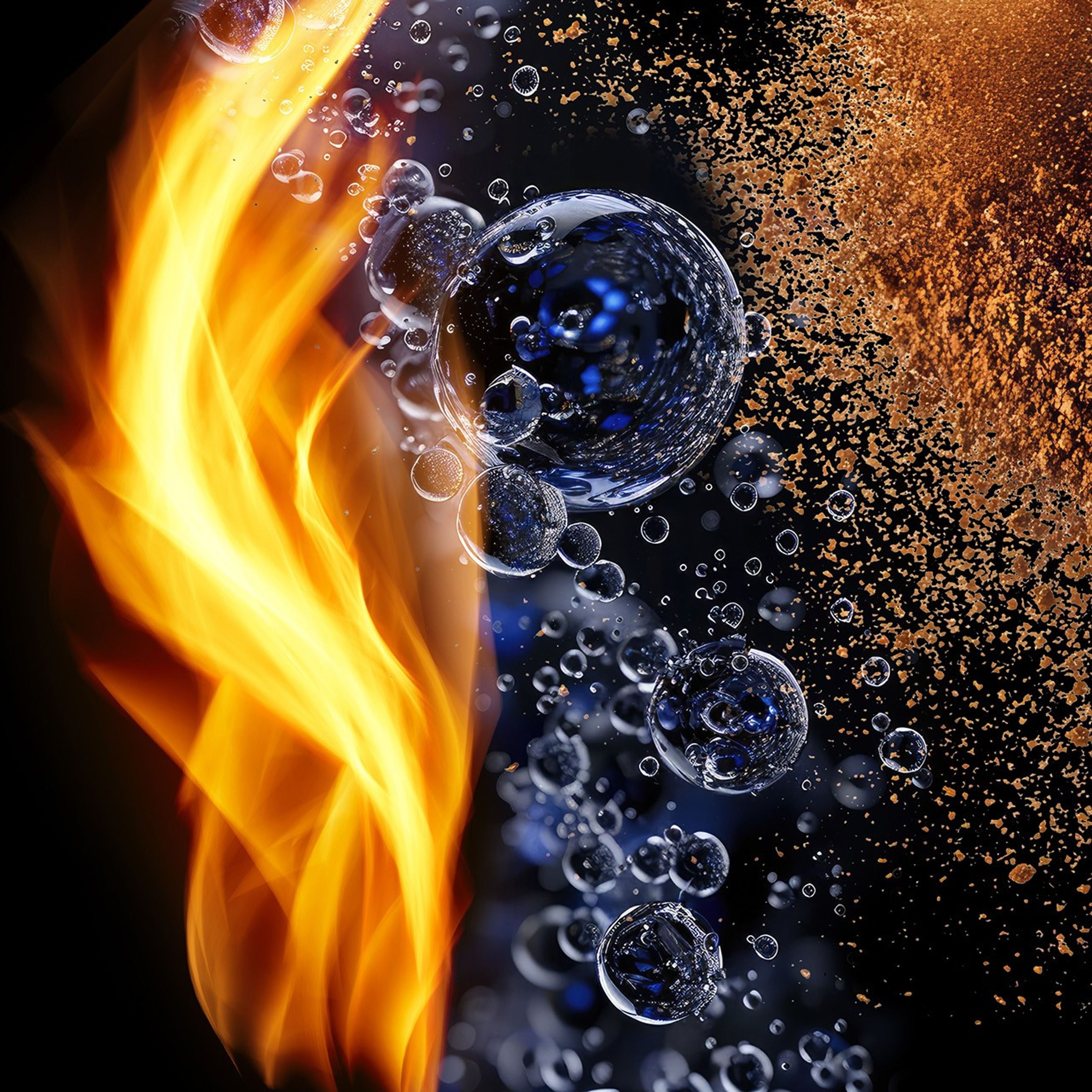 Flames, water droplets, soil/materials - BPS Foundations