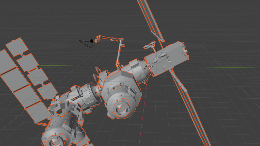An outline of a 3D printed space station model.
