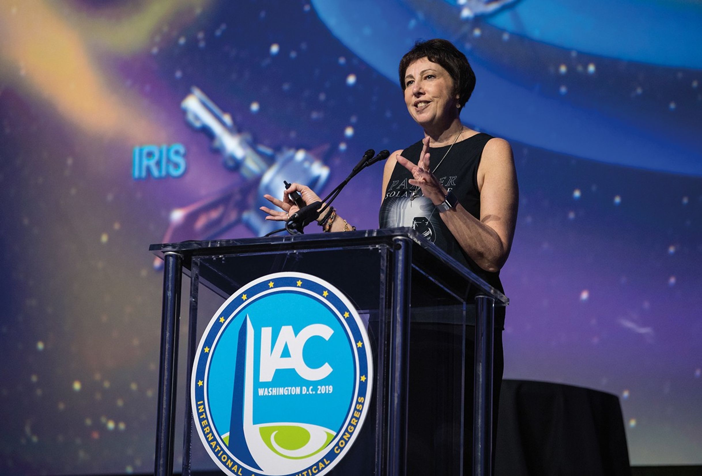 Photo of Nicky Fox talking at a podium