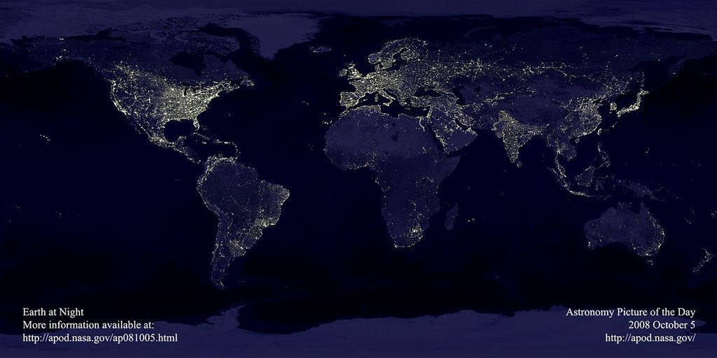 APOD: 2008 October 5 – Earth at Night