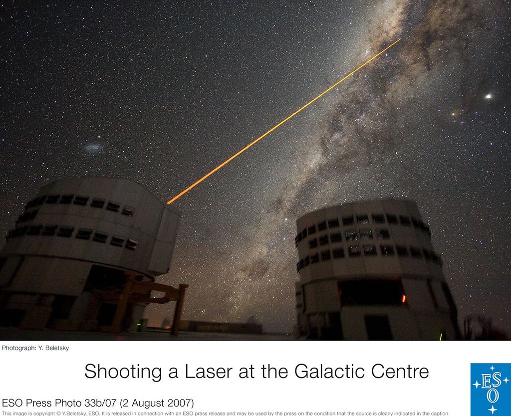 APOD: 2009 August 16 – A Laser Strike at the Galactic Center