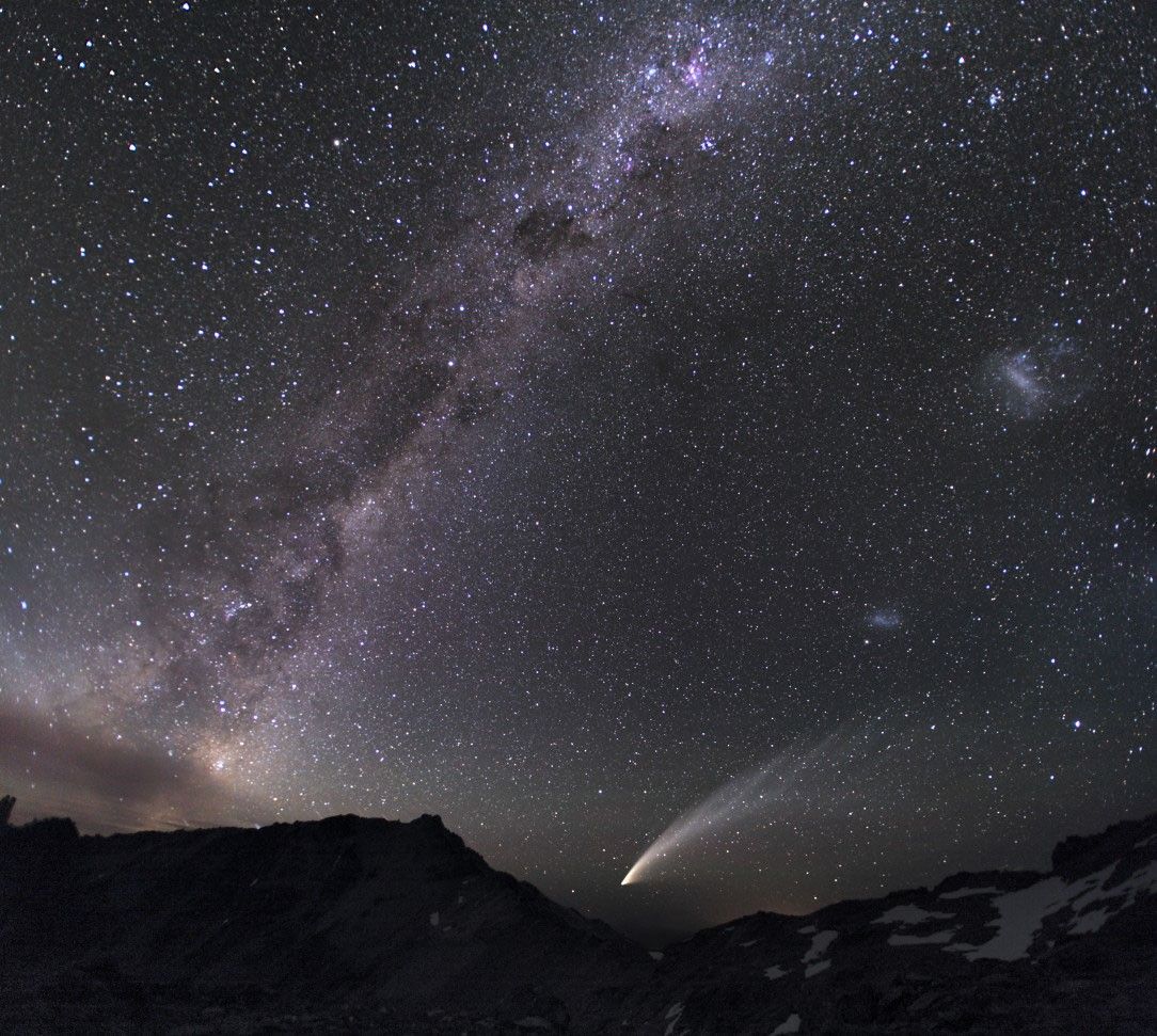 Three Galaxies and a Comet