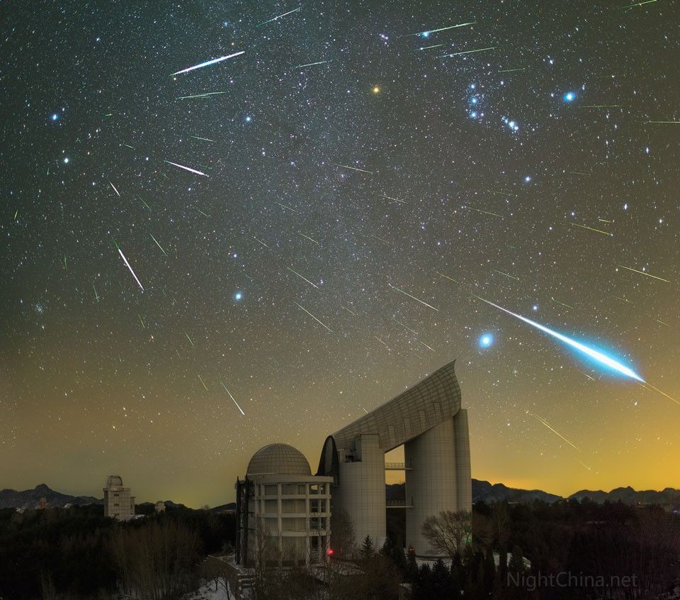 APOD: 2020 December 13 – Geminid Meteors over Xinglong Observatory