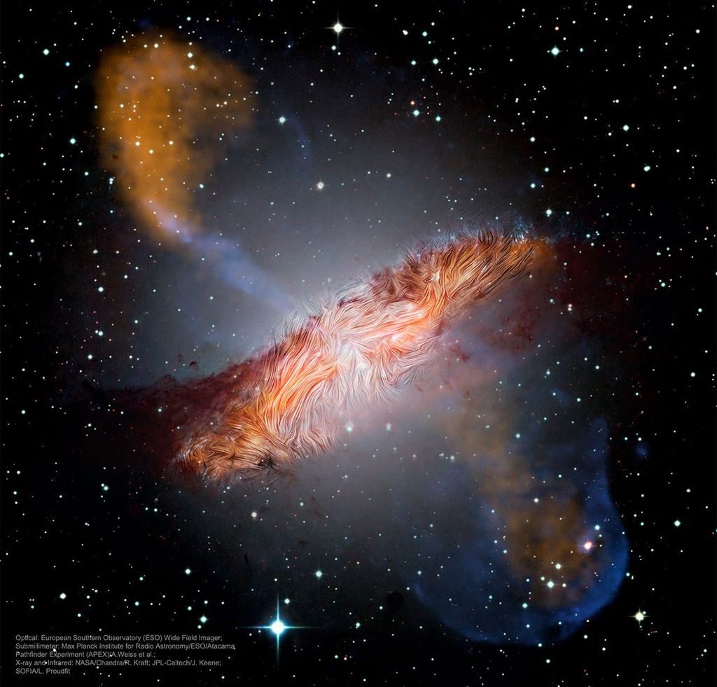 APOD: 2021 April 21 – Centaurus As Warped Magnetic Fields