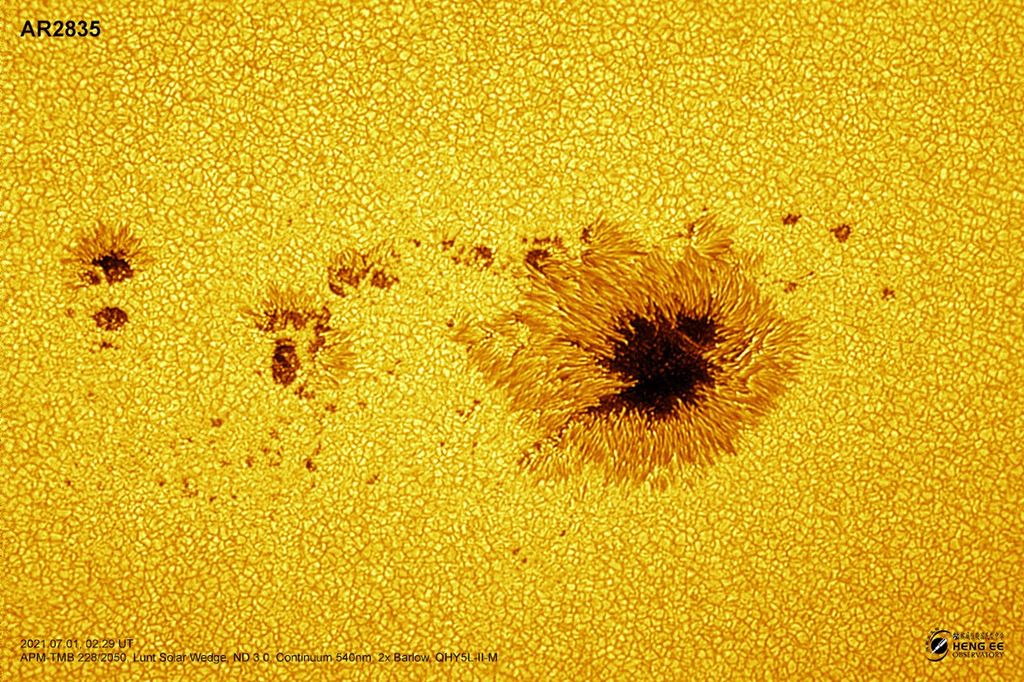 APOD: 2021 July 2 – AR2835: Islands in the Photosphere