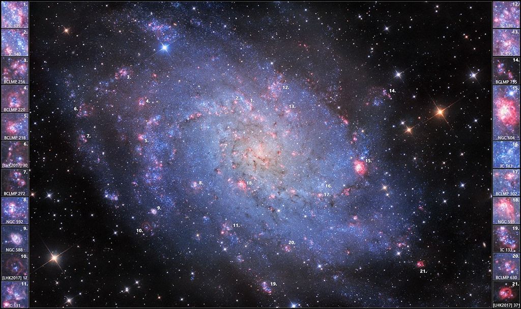 APOD: 2021 September 30 – The Hydrogen Clouds of M33