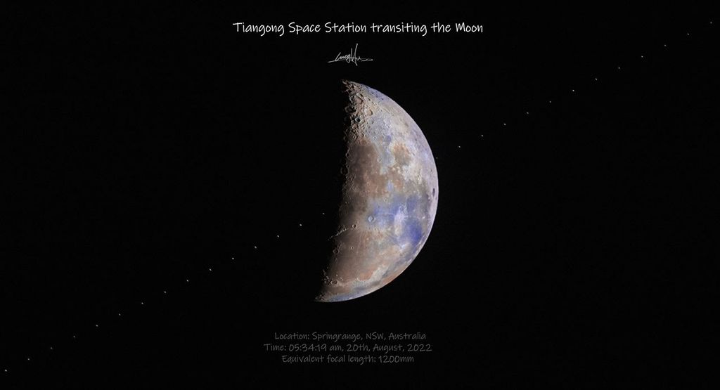 APOD: 2022 August 25 – Tiangong Space Station Transits the Moon