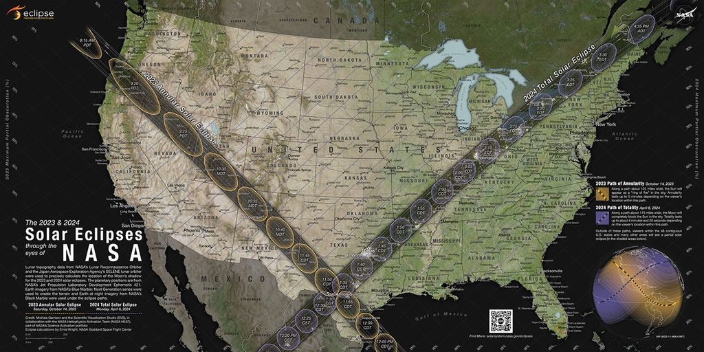 APOD: 2023 April 18 – Map of Total Solar Eclipse Path in 2024 April