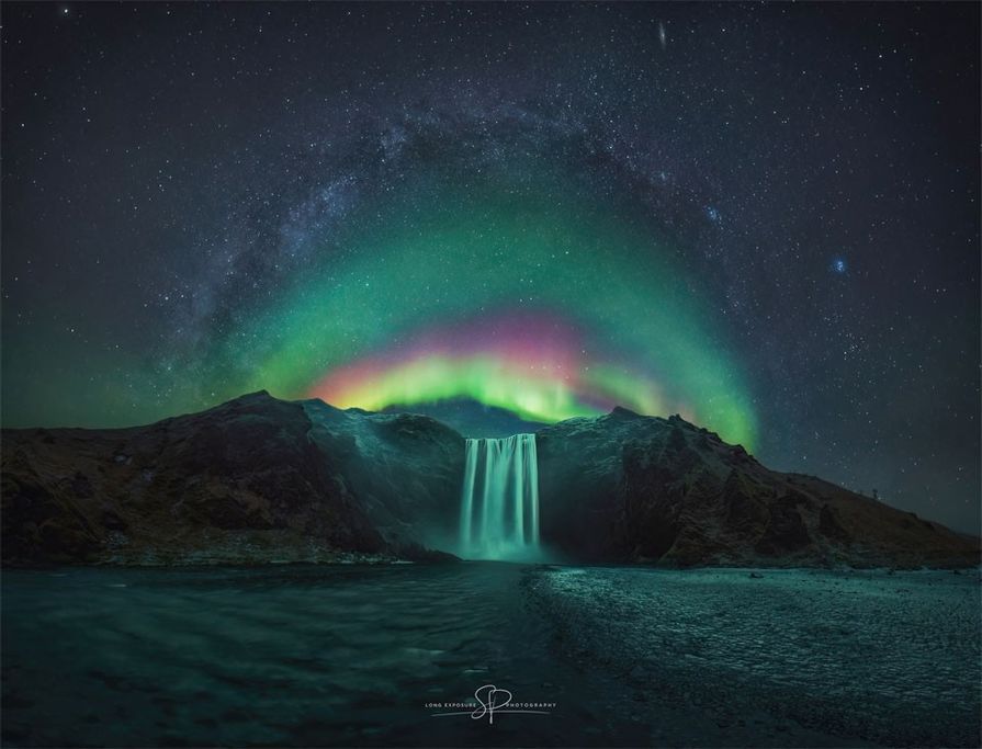 APOD: 2023 December 27 – Rainbow Aurora over Icelandic Waterfall