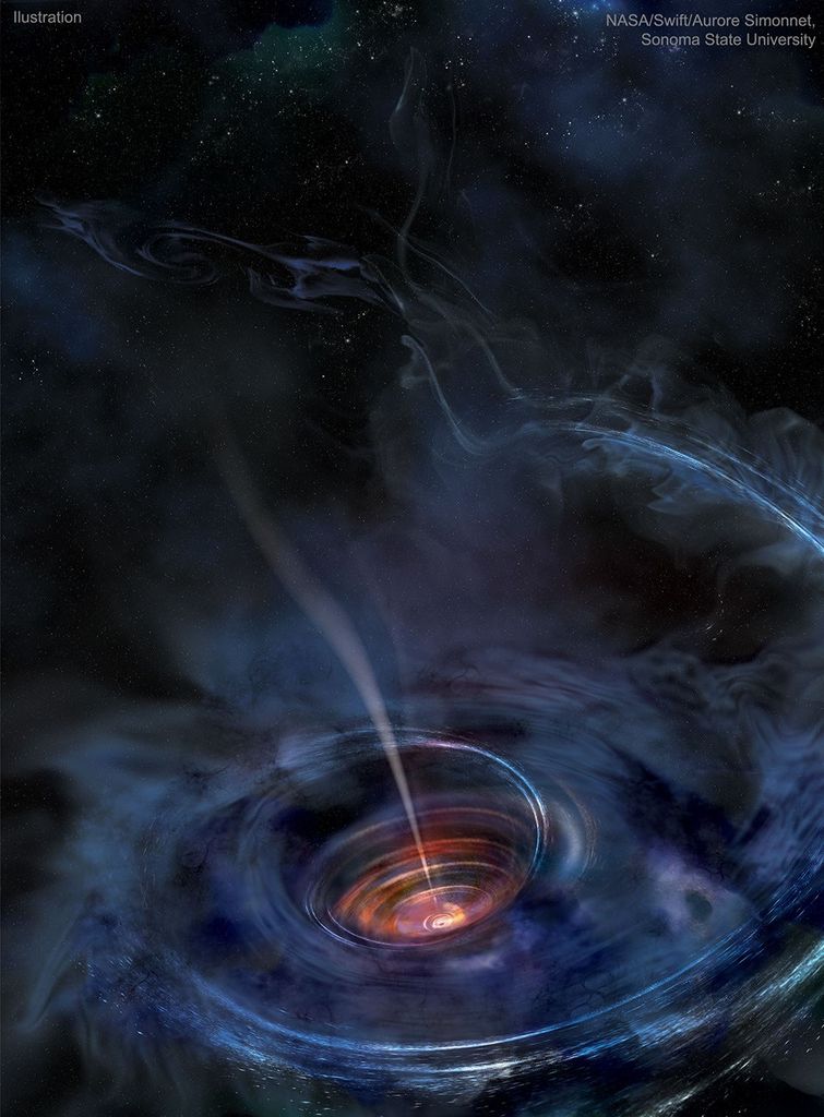 APOD: 2024 May 7 – Black Hole Accreting with Jet