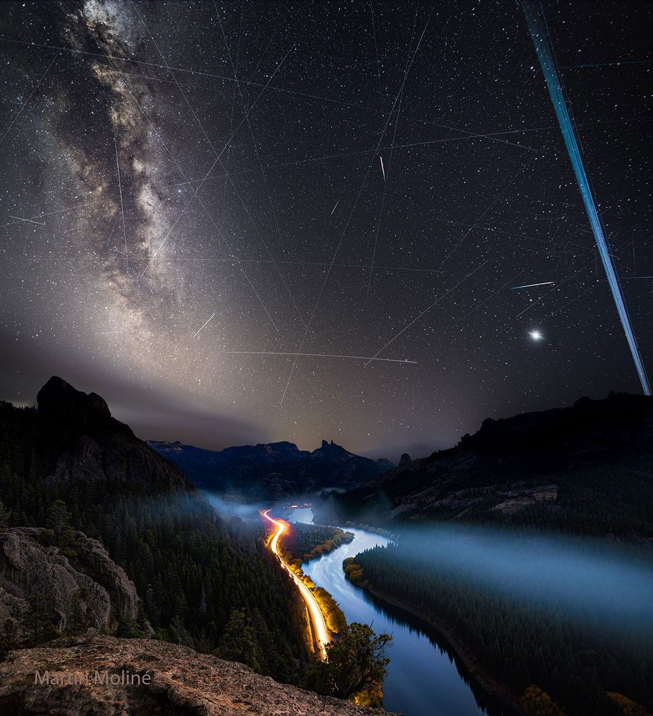 APOD: 2025 June 14 – Meteors and Satellite Trails over the Limay River