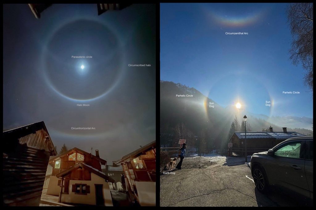 APOD: 2026 January 9 – Ice Halos by Moonlight and Sunlight
