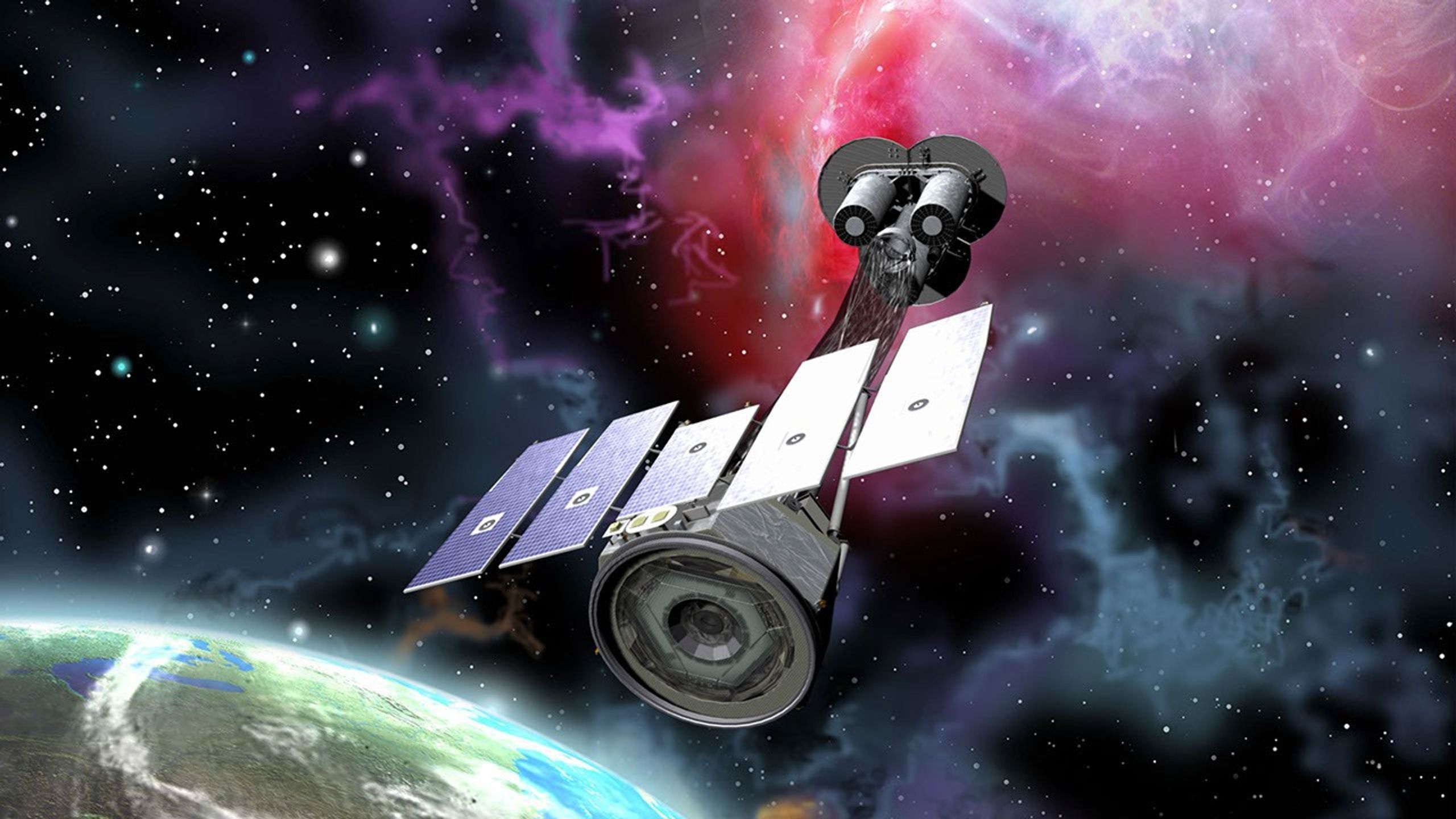 Ilustraci�n representando al observatorio IXPE en el espacio