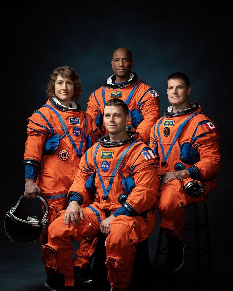 Astronautas de la NASA (de izquierda a derecha): Christina Koch, Victor Glover, Reid Wiseman y el astronauta de la Agencia Espacial Canadiense Jeremy Hansen.
