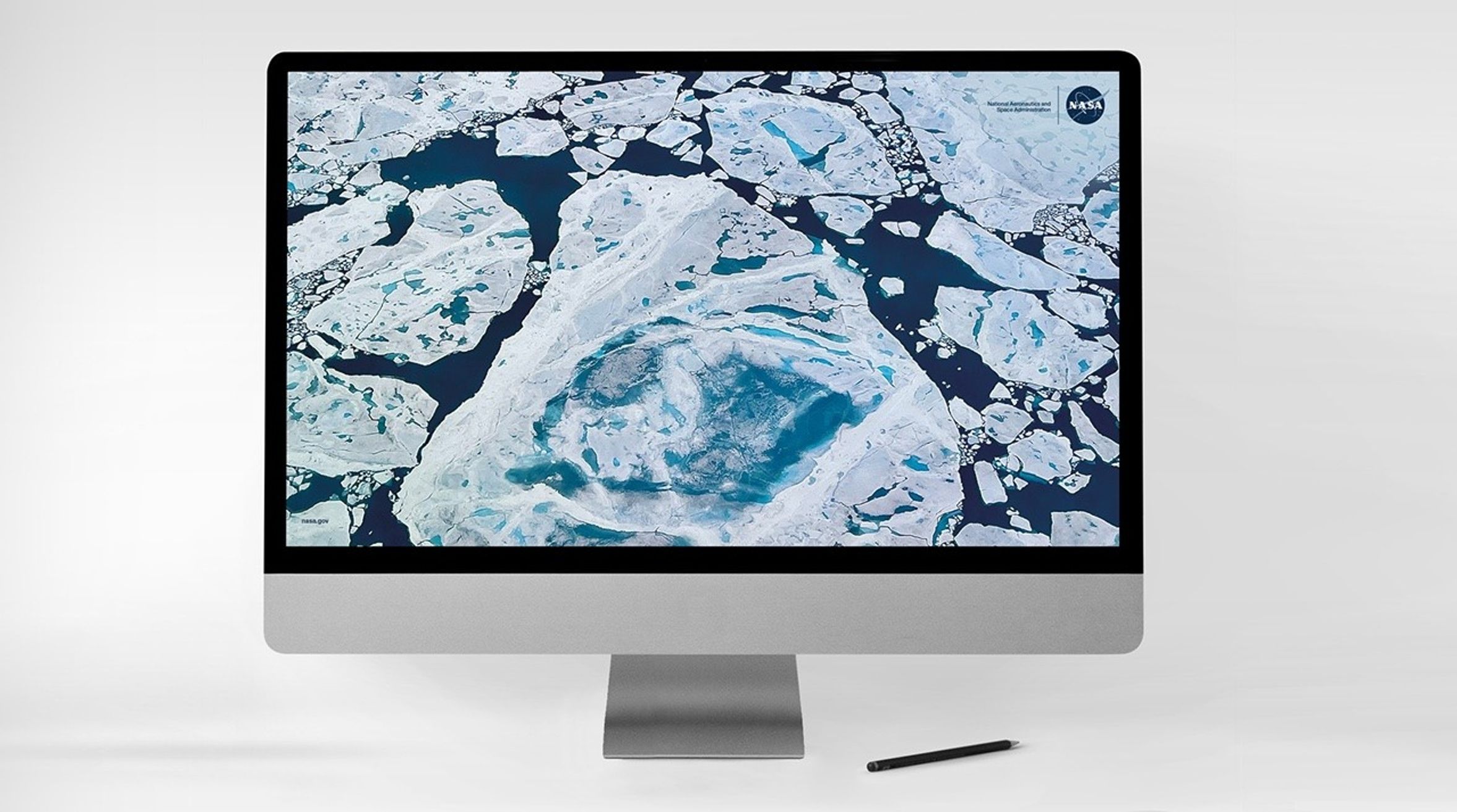 Thinning Arctic Sea Ice image on desktop computer screen