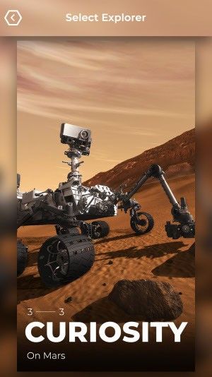 A CGI image of the Curiosity rover on Mars as seen in the mobile application Spacecraft AR.