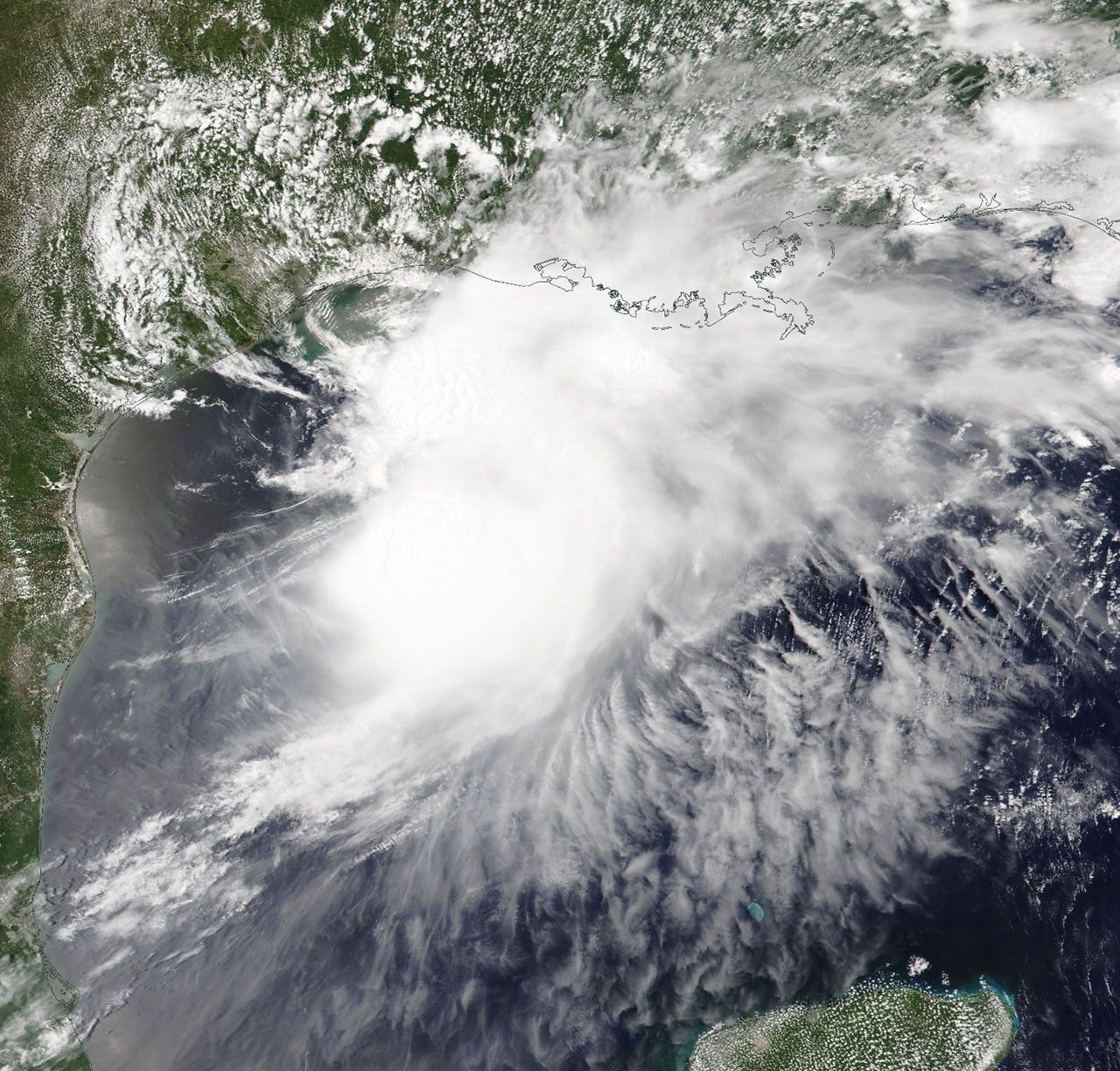 An image of a tropical storm off the coast of Texas as of June 17th, 2026.