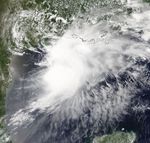 An image of a tropical storm off the coast of Texas as of June 17th, 2026.