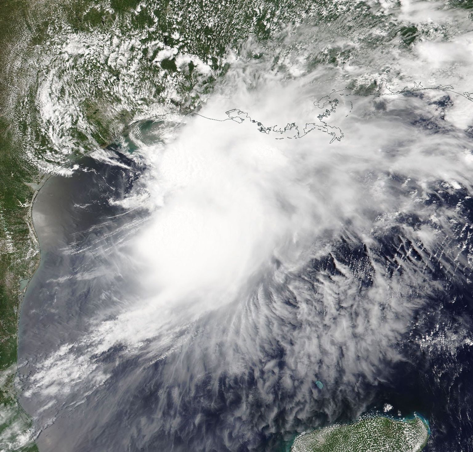 An image of a tropical storm off the coast of Texas as of June 17th, 2026.