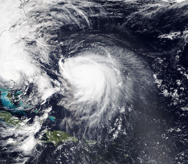 A view from orbit of Hurricane Imelda off the eastern coast of the United States.