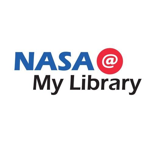 NASA@ My Library logo, with 'NASA' in blue uppercase letters, a red circle containing the '@' symbol, and 'My Library' in black title case below.