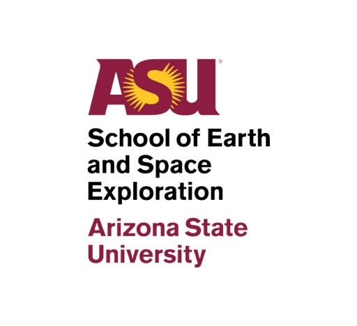 Logo for the Arizona State University School of Earth and Space Exploration, featuring the ASU acronym with a sunburst design and the full name of the school below.