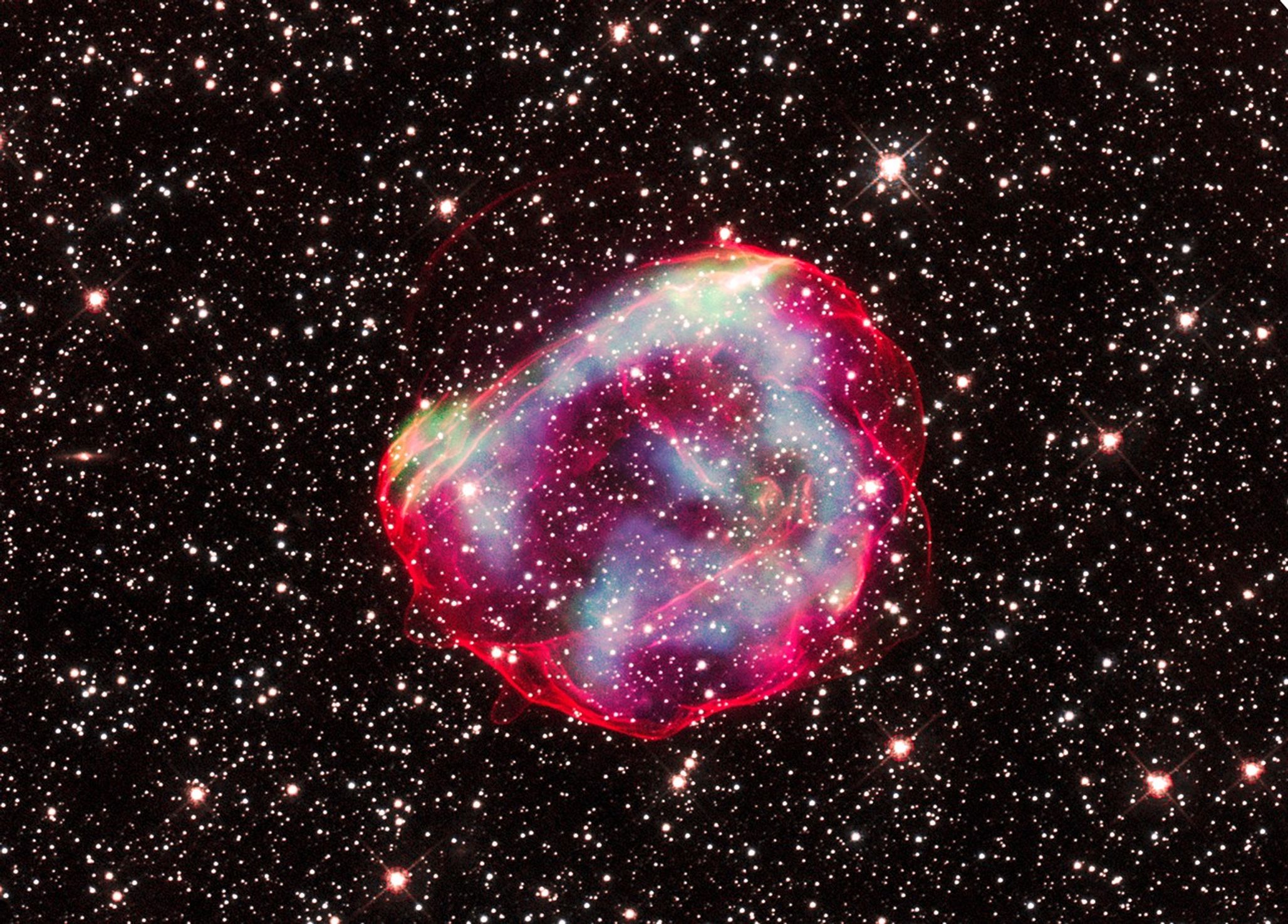 Composite x-ray & optical image of snr 0519-69.0.