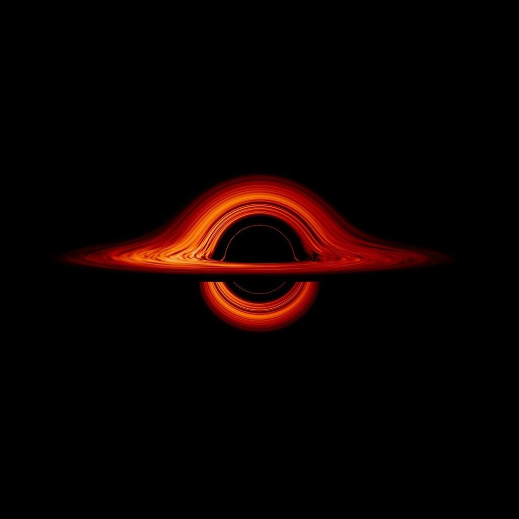 Visualización que muestra un disco de acreción de un agujero negro.