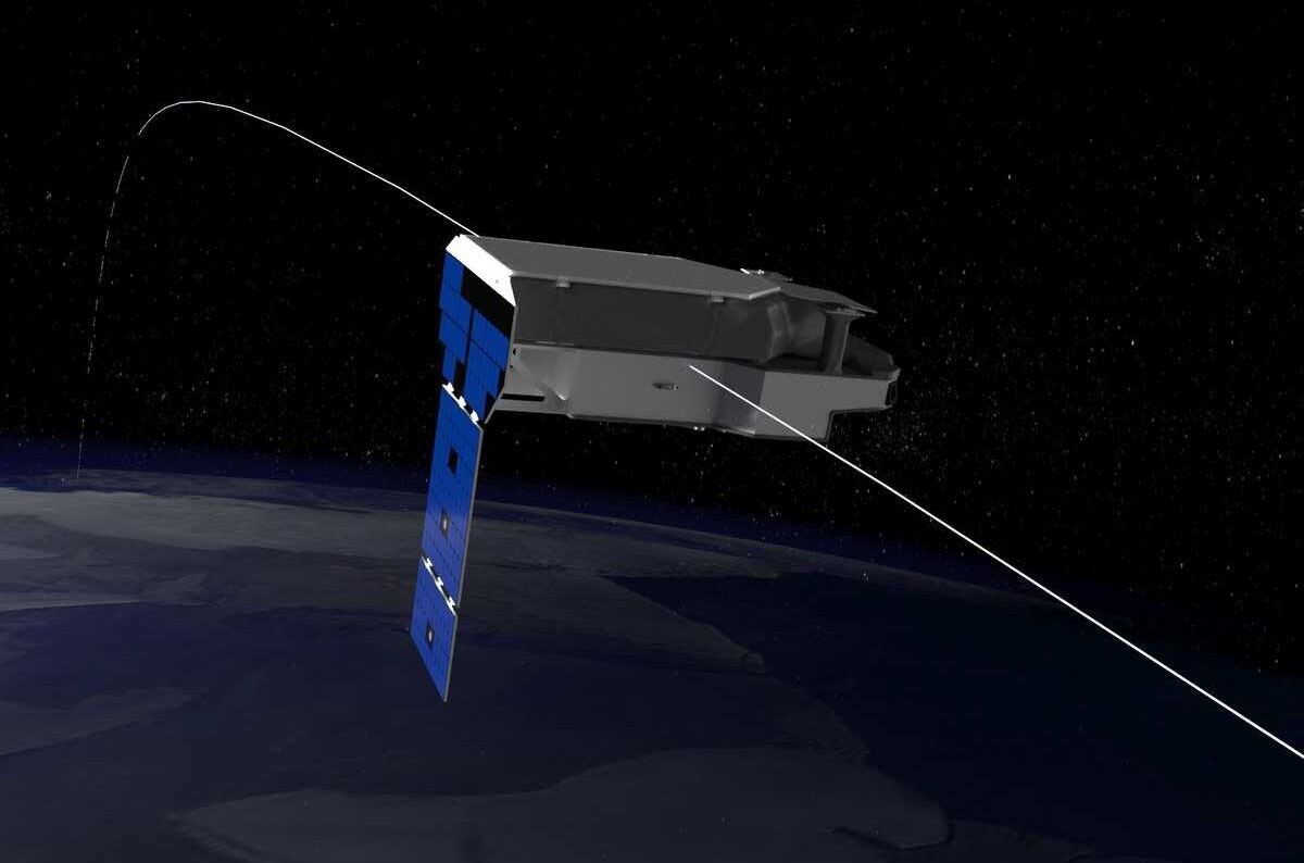 An artist's concept of the NFI instrument, orbiting above Earth.