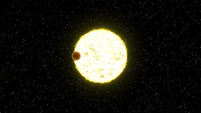 Ilustración que muestra el método de tránsito para la exploración de exoplanetas.
