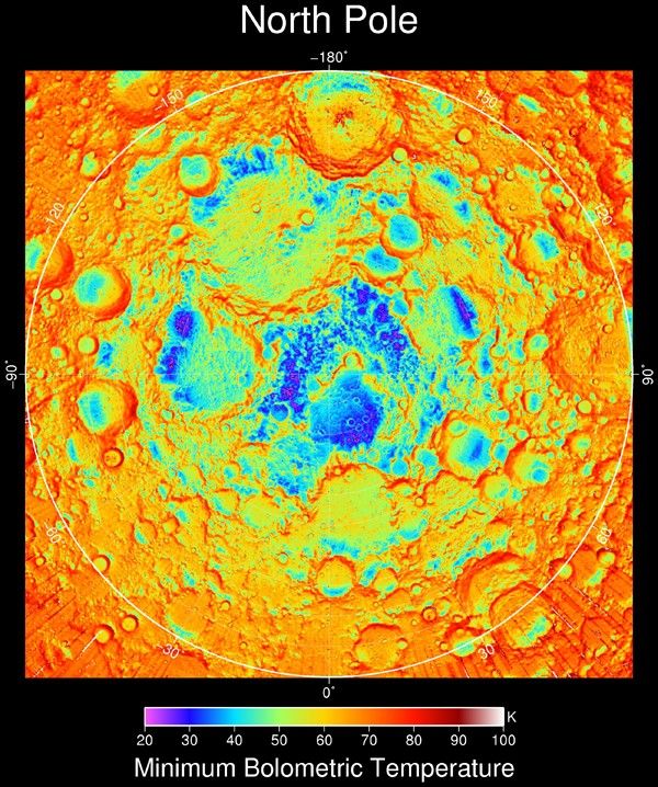 Diviner North Pole Minimum Temperature