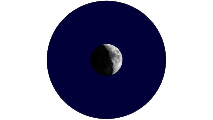 Una imagen de la Luna dentro de un círculo azul marino.