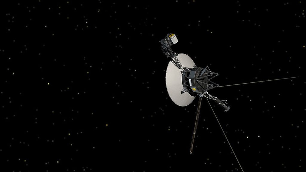Concepto digital de la sonda Voyager 2 en el espacio.