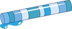 Ice core illustration with various different colored layers.