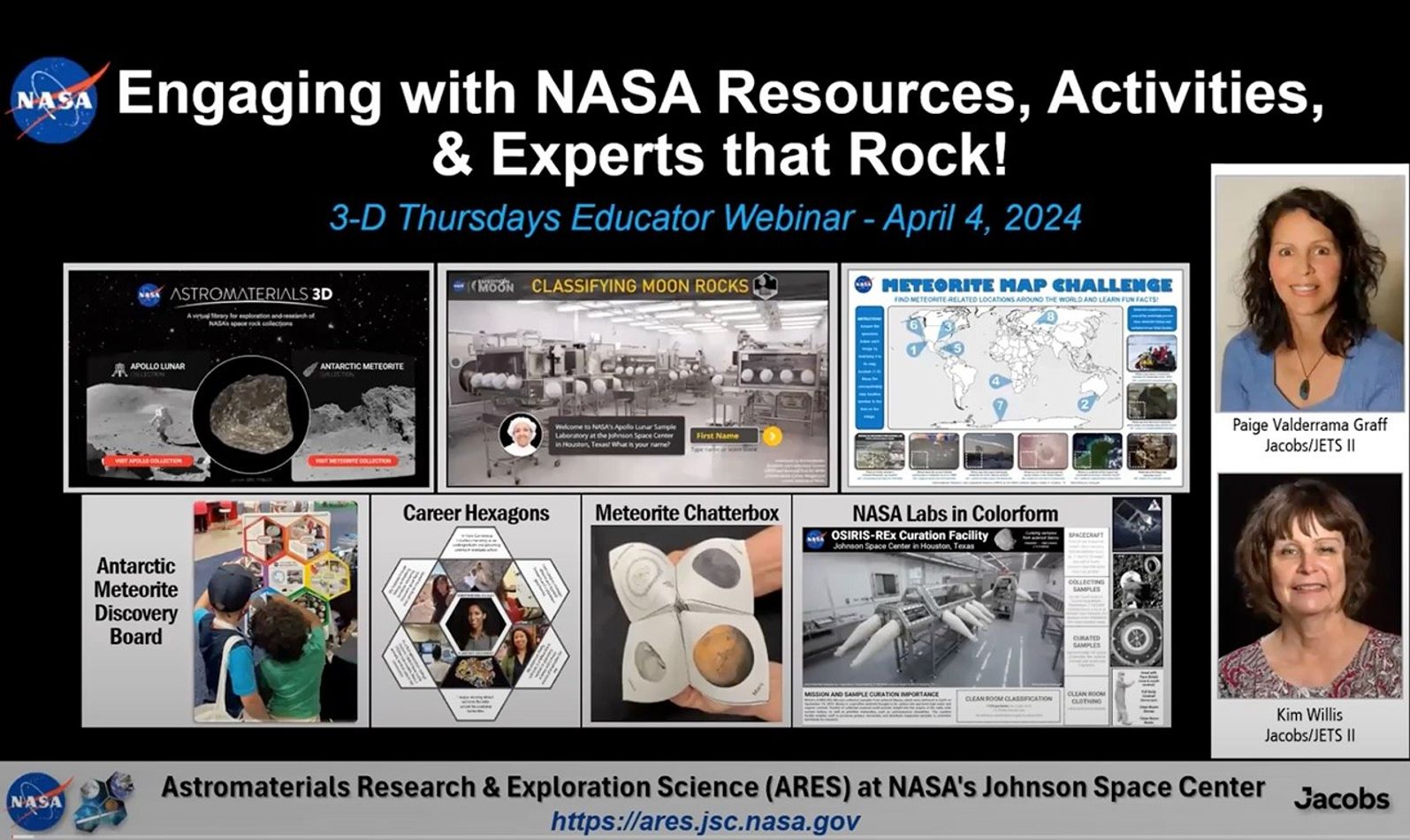 Video title screen reading Engagine with NASA Resources, Activities & Experts that Rock!