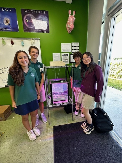 Students at a South Florida public middle school setting up their Growing Beyond Earth plant growth experiments.