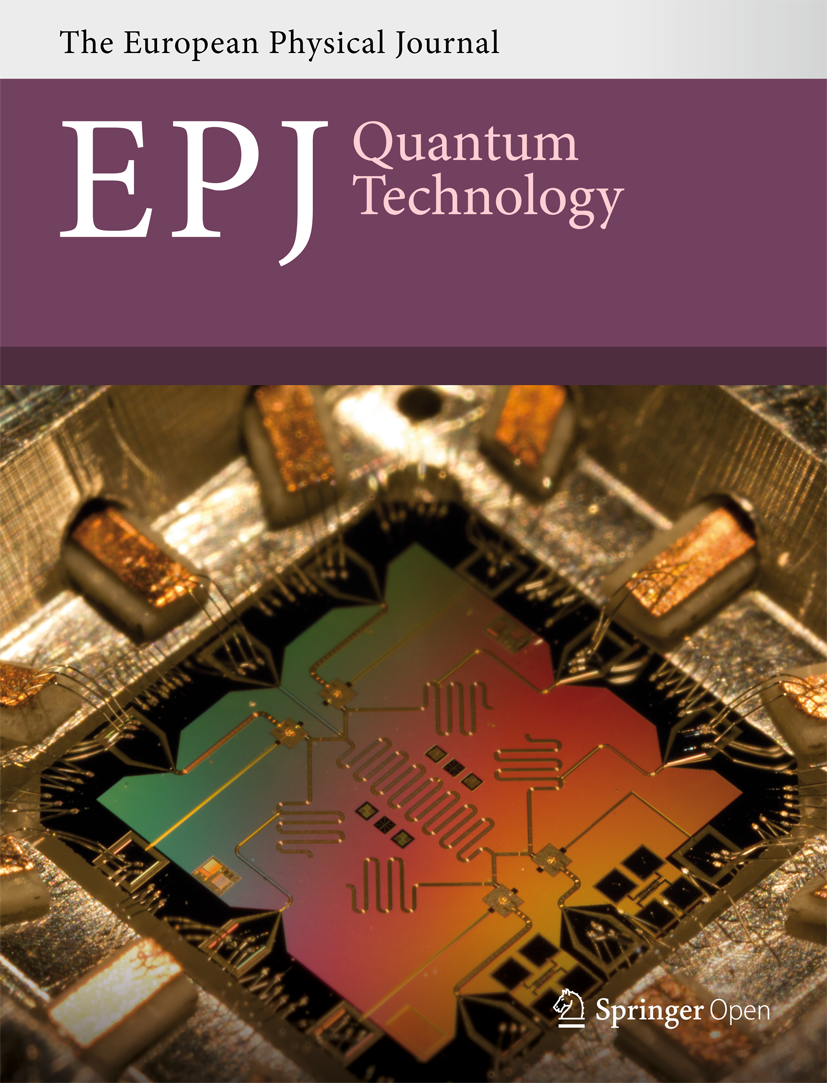 Cover of The European Physical Journal (EPJ) Quantum Technology featuring a close-up photo of a colorful superconducting quantum circuit with gold connectors.