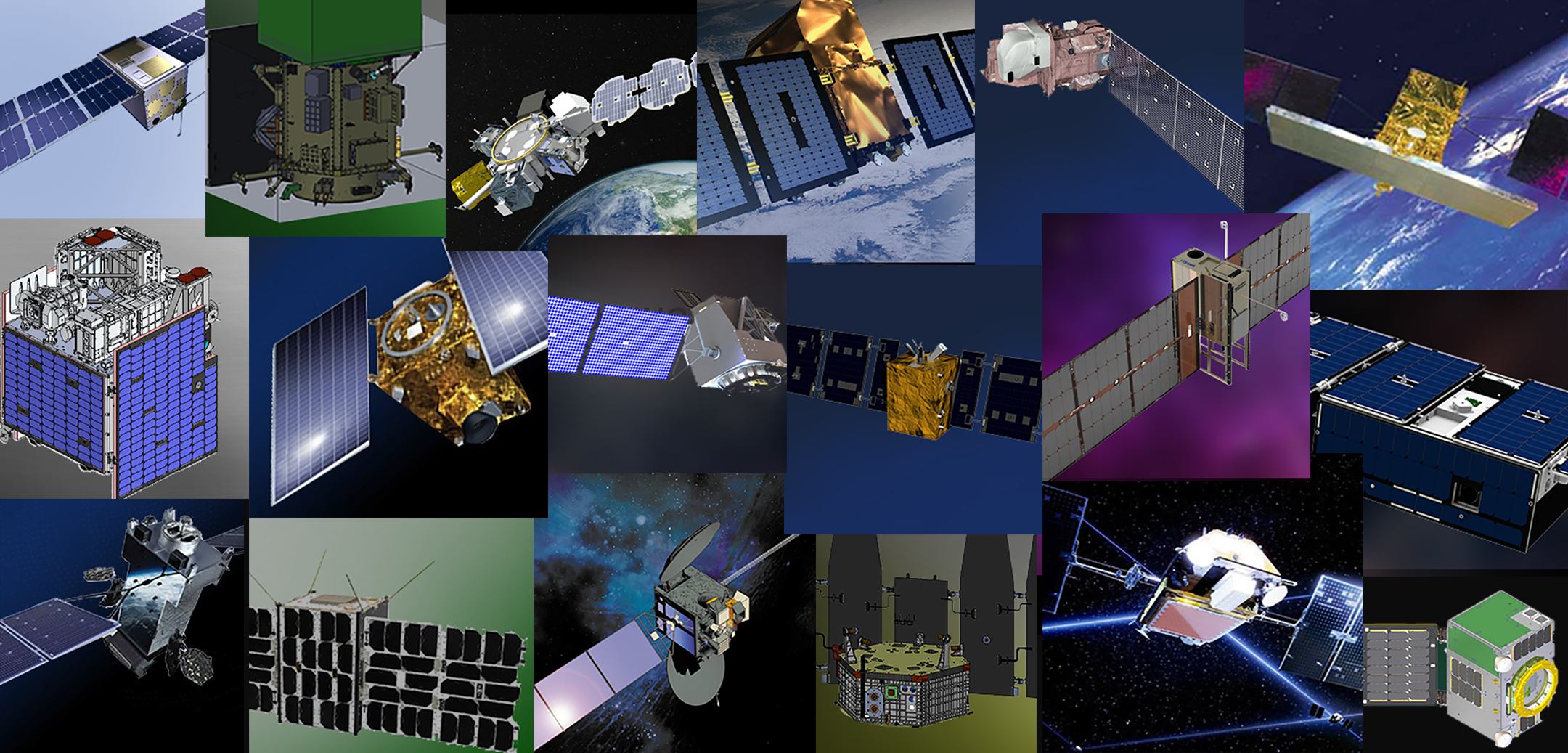 Collage of spacecraft from Rapid Spacecraft Development Office (RSDO) Catalog