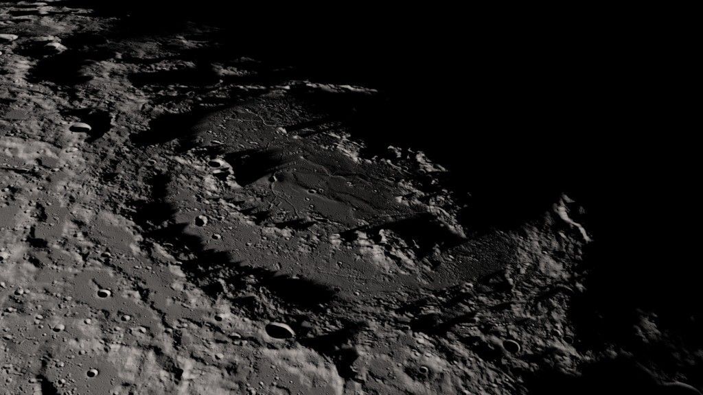 Schrödinger basin, a large crater near the south pole on the lunar far side.