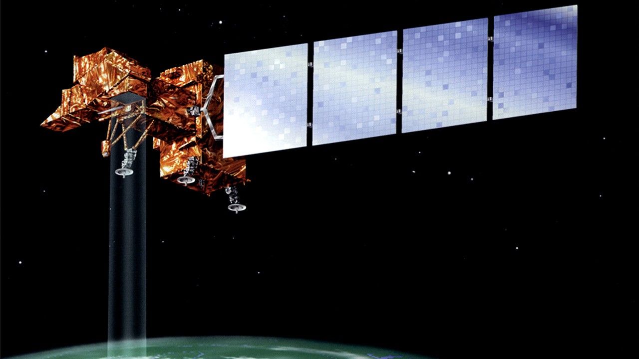 Data collected by the USGS-NASA Landsat 7 satellite (above) was used to create the visualization.