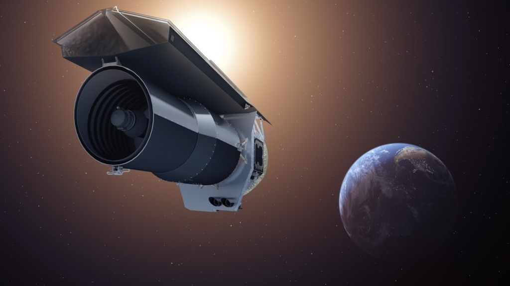 The Spitzer Space Telescope is situated over 130 million miles away from Earth following our planet in its orbit around the sun.