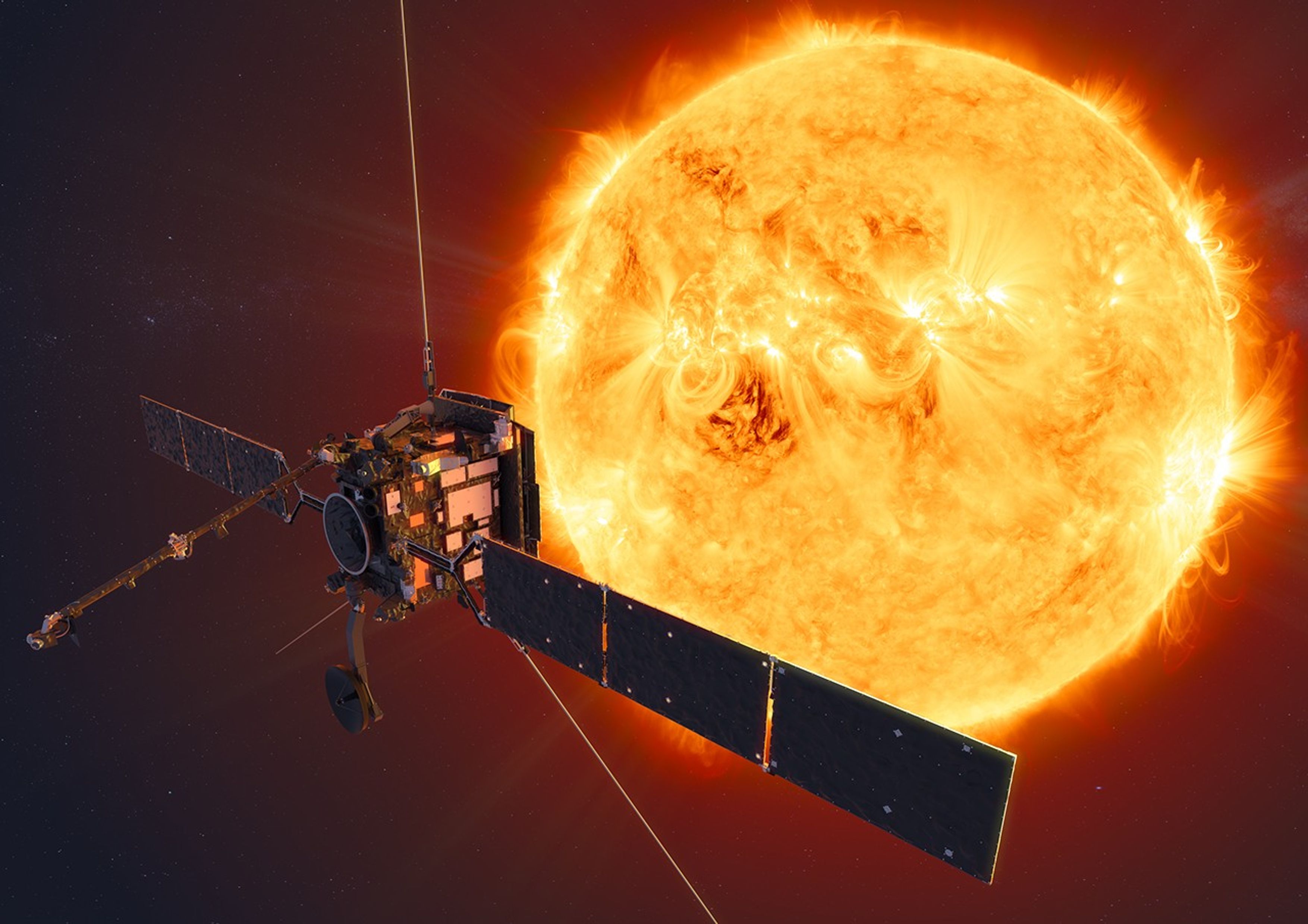 [Artist’s impression] ESA's Solar Orbiter mission will face the Sun from within the orbit of Mercury at its closest approach. Credit: ESA/ATG medialab