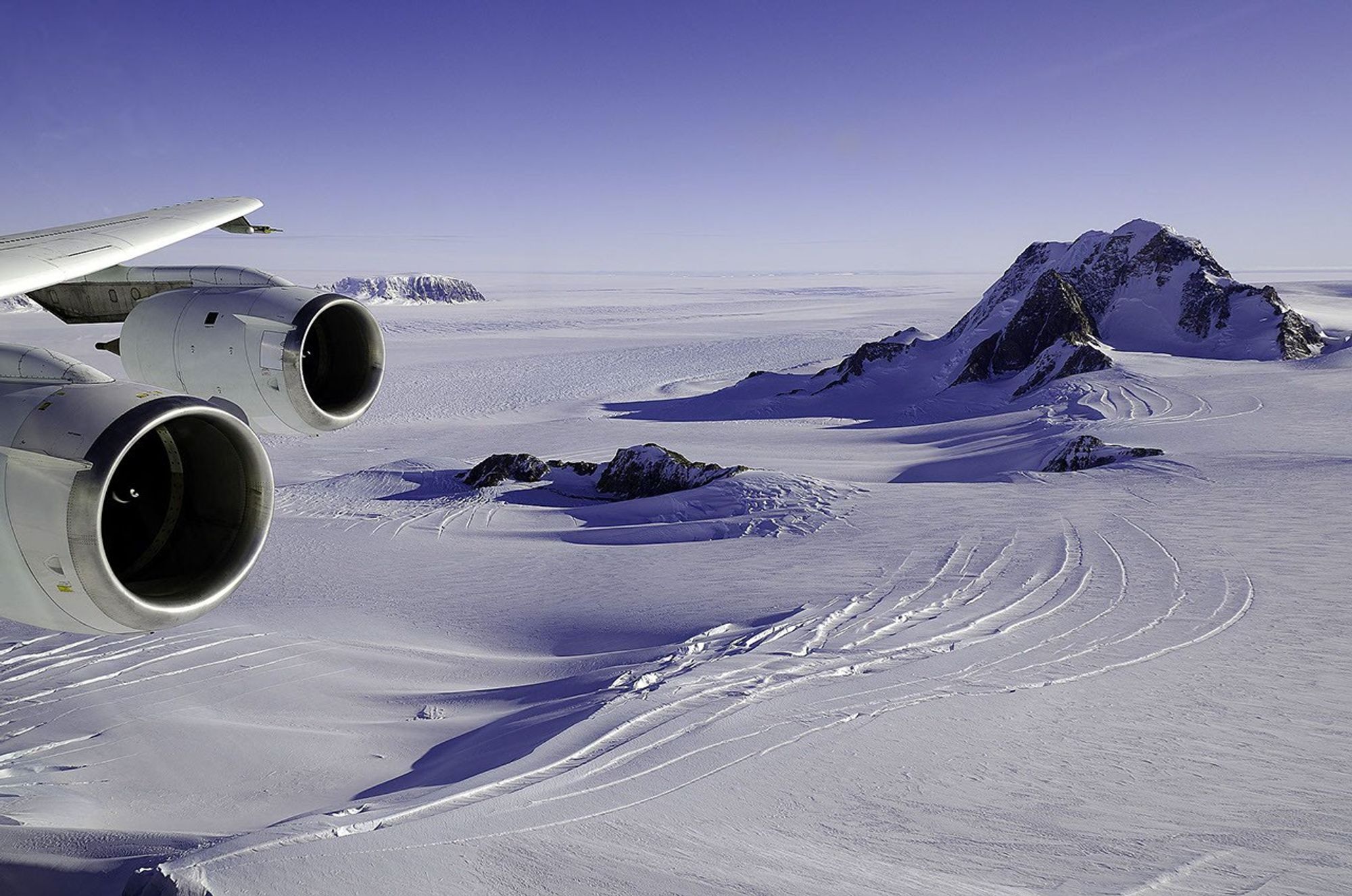 Mount Waesche is a 10,801-foot-high (3,292 meters) possibly active volcano at the southern end of the Executive Committee Range in Marie Byrd Land, Antarctica. Credit: NASA/Michael Studinger