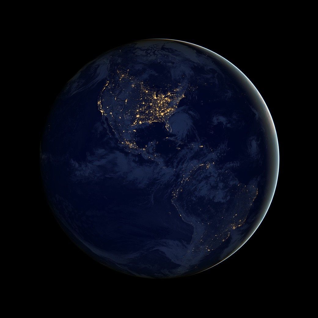 The night lights of North America as viewed from Earth's orbit.