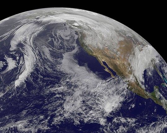 Low-level clouds along the California coast are visible in this July 26, 2014 image from the NOAA/NASA Geostationary Operational Environmental Satellite (GOES)-15 satellite. A new NASA/Caltech study examines how changes in aerosol levels affect this key type of cloud that helps cool our planet. Credit: NASA-Goddard Space Flight Center, data from NOAA GOES