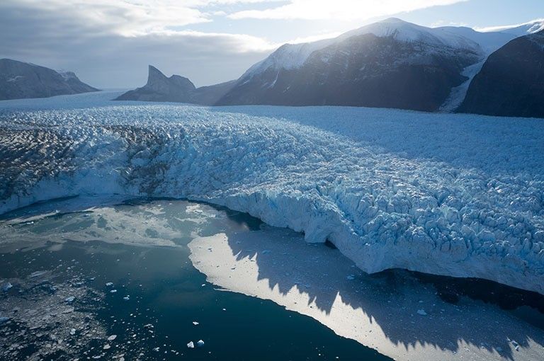 Terminus of Kangerlugssuup Sermerssua glacier in West Greenland. Credit: Denis Felikson, Univ. of Texas.