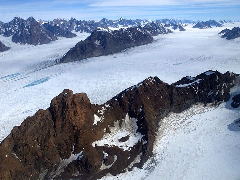 A ridge covered in snow.